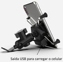 Suporte De celular para Moto Motocicleta com Carregador Usb Gps Articulado Pinca Aranha Aluminio