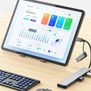 Docking Station Hub USB + Tipo-C "8 em 2" com adaptador de áudio de 3,5 mm e leitor de cartão Micro SD para notebook, tablet e smartphone