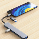 Docking Station Hub USB + Tipo-C "8 em 2" com adaptador de áudio de 3,5 mm e leitor de cartão Micro SD para notebook, tablet e smartphone
