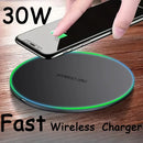 Carregador Sem Fio 30W para iPhone 17 16 15 14 13 12 X XR XS Max 8, Samsung S24 S23 S22 S10 S20 Note10 20, Xiaomi e Huawei