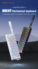 Teclado Mecânico Gamer com Fio AJAZZ NK61 – Formato 60%, RGB, Hot-Swappable, 61 Teclas, Switch Red (Mini Teclado para PC Gamer)