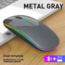 Mouse sem fio recarregável (2,4 GHz e Bluetooth), ergonômico e silencioso, com iluminação e 1600 DPI, para PCs e notebooks.