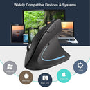 Mouse Vertical Ergonômico HOMEFISH – Mouse Óptico Sem Fio 2,4 GHz, 3 Níveis de DPI Ajustáveis (800/1200/1600) e 6 Botões para Notebook e PC