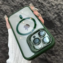 Capa Magnética de Luxo Antichoque para iPhone 16 15 14 13 12 11 17 Pro Max Compatível com MagSafe, com Suporte e Proteção de Lente em Vidro