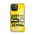 Capa de Celular Personalizada Ayrton Senna F1 para iPhone 16, 16e, 15, 14, 13, 12 Mini, 11 Pro, XS Max, XR, X, SE 2022, 8, 7 Plus – Traseira em Vidro e Bordas de Silicone Flexível