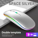 Mouse sem fio recarregável (2,4 GHz e Bluetooth), ergonômico e silencioso, com iluminação e 1600 DPI, para PCs e notebooks.