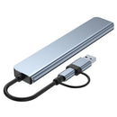 Docking Station Hub USB + Tipo-C "8 em 2" com adaptador de áudio de 3,5 mm e leitor de cartão Micro SD para notebook, tablet e smartphone