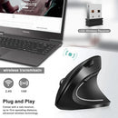 Mouse Vertical Ergonômico HOMEFISH – Mouse Óptico Sem Fio 2,4 GHz, 3 Níveis de DPI Ajustáveis (800/1200/1600) e 6 Botões para Notebook e PC