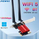 Adaptador de Rede Sem Fio FENVI WiFi 5 PCI-E AC1200 Dual Band 2,4 GHz/5 GHz 802.11ac com Bluetooth 4.0 para Desktop (Windows 7/8/10/11)