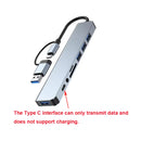 Docking Station Hub USB + Tipo-C "8 em 2" com adaptador de áudio de 3,5 mm e leitor de cartão Micro SD para notebook, tablet e smartphone