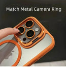 Capa Magnética de Luxo Antichoque para iPhone 16 15 14 13 12 11 17 Pro Max Compatível com MagSafe, com Suporte e Proteção de Lente em Vidro