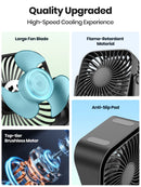 Mini Ventilador Portátil USB TOPK de 4 Polegadas para Camping – Ventilador de Mesa Silencioso com 3 Velocidades e Ajuste de 360° para Casa e Quartos