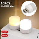 Luz Noturna USB (1 ou 10 unidades) – Mini LED USB, compatível com power bank, luz de leitura redonda com proteção para os olhos!