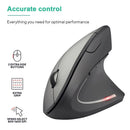 Mouse Vertical Ergonômico HOMEFISH – Mouse Óptico Sem Fio 2,4 GHz, 3 Níveis de DPI Ajustáveis (800/1200/1600) e 6 Botões para Notebook e PC