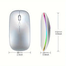 Mouse sem fio recarregável (2,4 GHz e Bluetooth), ergonômico e silencioso, com iluminação e 1600 DPI, para PCs e notebooks.