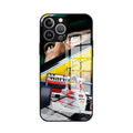 Capa de Celular Personalizada Ayrton Senna F1 para iPhone 16, 16e, 15, 14, 13, 12 Mini, 11 Pro, XS Max, XR, X, SE 2022, 8, 7 Plus – Traseira em Vidro e Bordas de Silicone Flexível