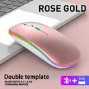 Mouse sem fio recarregável (2,4 GHz e Bluetooth), ergonômico e silencioso, com iluminação e 1600 DPI, para PCs e notebooks.