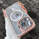 Capa Magnética de Luxo Antichoque para iPhone 16 15 14 13 12 11 17 Pro Max Compatível com MagSafe, com Suporte e Proteção de Lente em Vidro