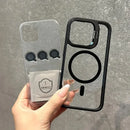Capa Magnética de Luxo Antichoque para iPhone 16 15 14 13 12 11 17 Pro Max Compatível com MagSafe, com Suporte e Proteção de Lente em Vidro
