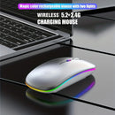 Mouse sem fio recarregável (2,4 GHz e Bluetooth), ergonômico e silencioso, com iluminação e 1600 DPI, para PCs e notebooks.