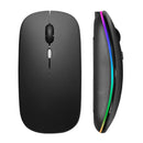 Mouse sem fio recarregável (2,4 GHz e Bluetooth), ergonômico e silencioso, com iluminação e 1600 DPI, para PCs e notebooks.