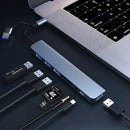 Docking Station Hub USB + Tipo-C "8 em 2" com adaptador de áudio de 3,5 mm e leitor de cartão Micro SD para notebook, tablet e smartphone