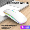 Mouse sem fio recarregável (2,4 GHz e Bluetooth), ergonômico e silencioso, com iluminação e 1600 DPI, para PCs e notebooks.
