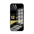 Capa de Celular Personalizada Ayrton Senna F1 para iPhone 16, 16e, 15, 14, 13, 12 Mini, 11 Pro, XS Max, XR, X, SE 2022, 8, 7 Plus – Traseira em Vidro e Bordas de Silicone Flexível