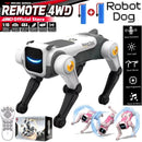 Cachorro-robô inteligente com IA e controle remoto: comandos de voz, programável, canta, dança, realiza acrobacias e possui design biônico.