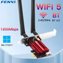 Adaptador de Rede Sem Fio FENVI WiFi 5 PCI-E AC1200 Dual Band 2,4 GHz/5 GHz 802.11ac com Bluetooth 4.0 para Desktop (Windows 7/8/10/11)