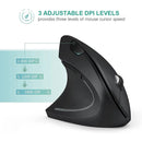 Mouse Vertical Ergonômico HOMEFISH – Mouse Óptico Sem Fio 2,4 GHz, 3 Níveis de DPI Ajustáveis (800/1200/1600) e 6 Botões para Notebook e PC