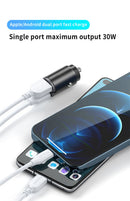 Mini Carregador Veicular 100W/200W QC3.0 PD (12-24V) – Carregamento Rápido USB Tipo-C para Xiaomi, Samsung, Huawei e iPhone